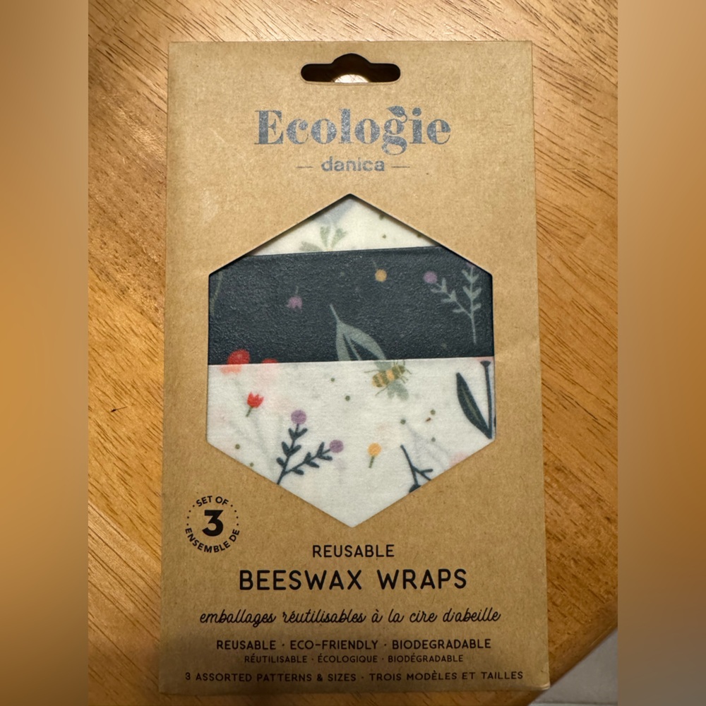Reusable Beeswax Wrap - Floral and Black
